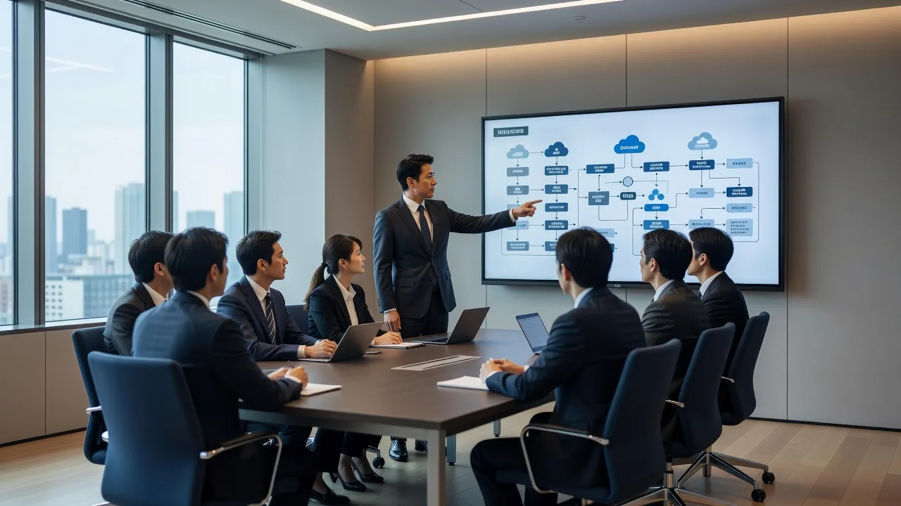クラウド導入について打ち合わせをする担当者